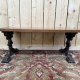 Table basse pieds fonte et plateau bois parquet