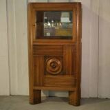 Solid oak display cabinet in the style of Charles Dudouyt, 1950s