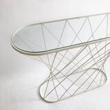 White Twisted Console 1980s  Noguchi Style USA Mid Century Oval