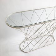 White Twisted Console 1980s  Noguchi Style USA Mid Century Oval