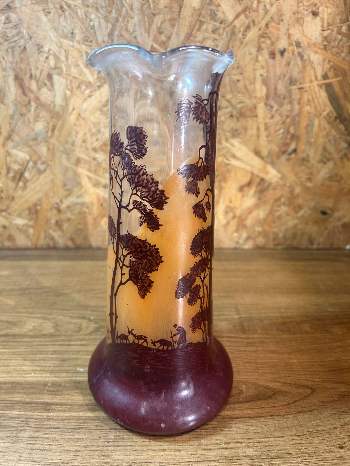 Old vase signed jem joseph mûre hand painted student of legras shepherdess decor