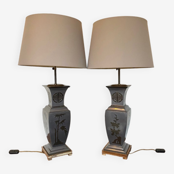 Pair asian style table lamps