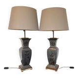 Pair asian style table lamps