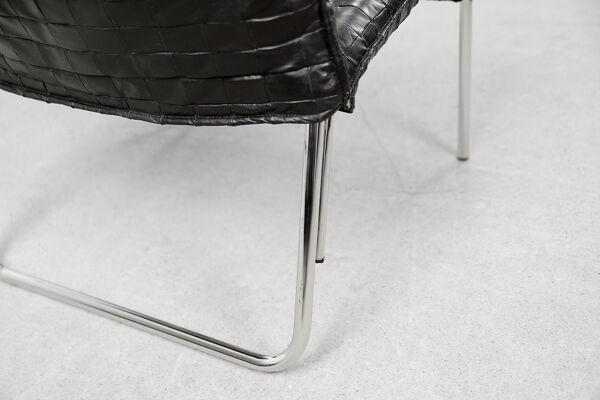 fauteuils en cuir patchwork noir scandinave, années 1960