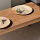 Petrified wood catchall, circular dish or plate in light beige D25 -3