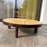 Oval coffee table Roger Capron model Herbier