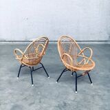 Set of Rattan Lounge Chairs attributed to Rohe Noordwolde, 1960s