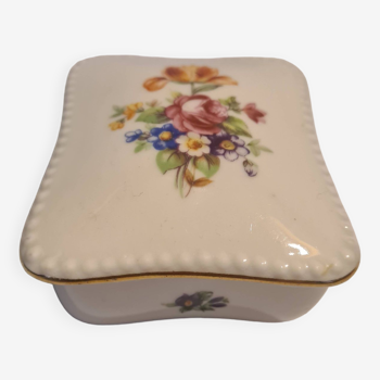 GDR 1877 porcelain box with floral decoration