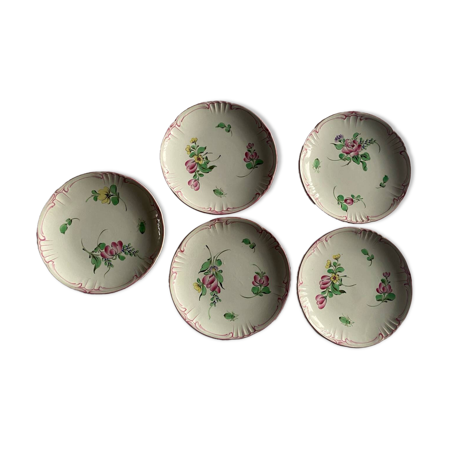 Lot de 5 assiettes à mignardises KG Luneville