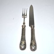 Rococo service cutlery in SILVER Minerve Armand Frenais 1900 Serving knife and fork