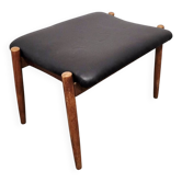 Danish - Style Stool with Faux Leather – 1970s