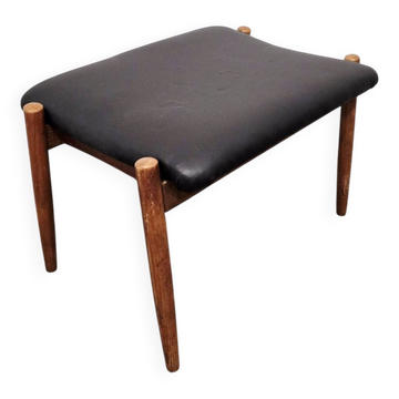 Danish - Style Stool with Faux Leather – 1970s