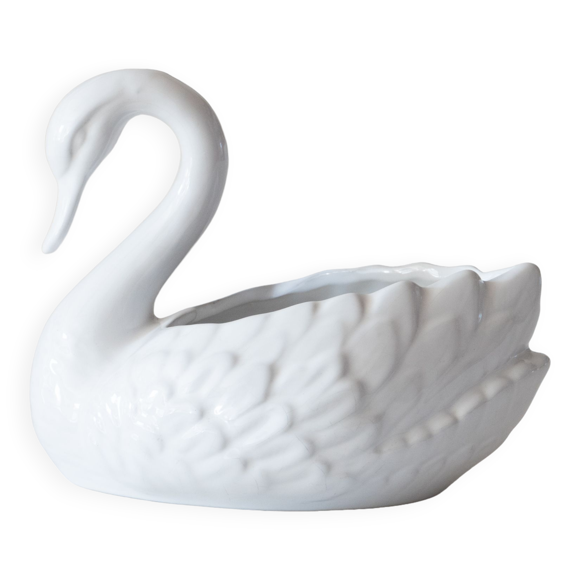 Antique porcelain white swan pot cover