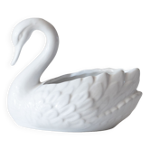 Antique porcelain cache-pot with a white swan.