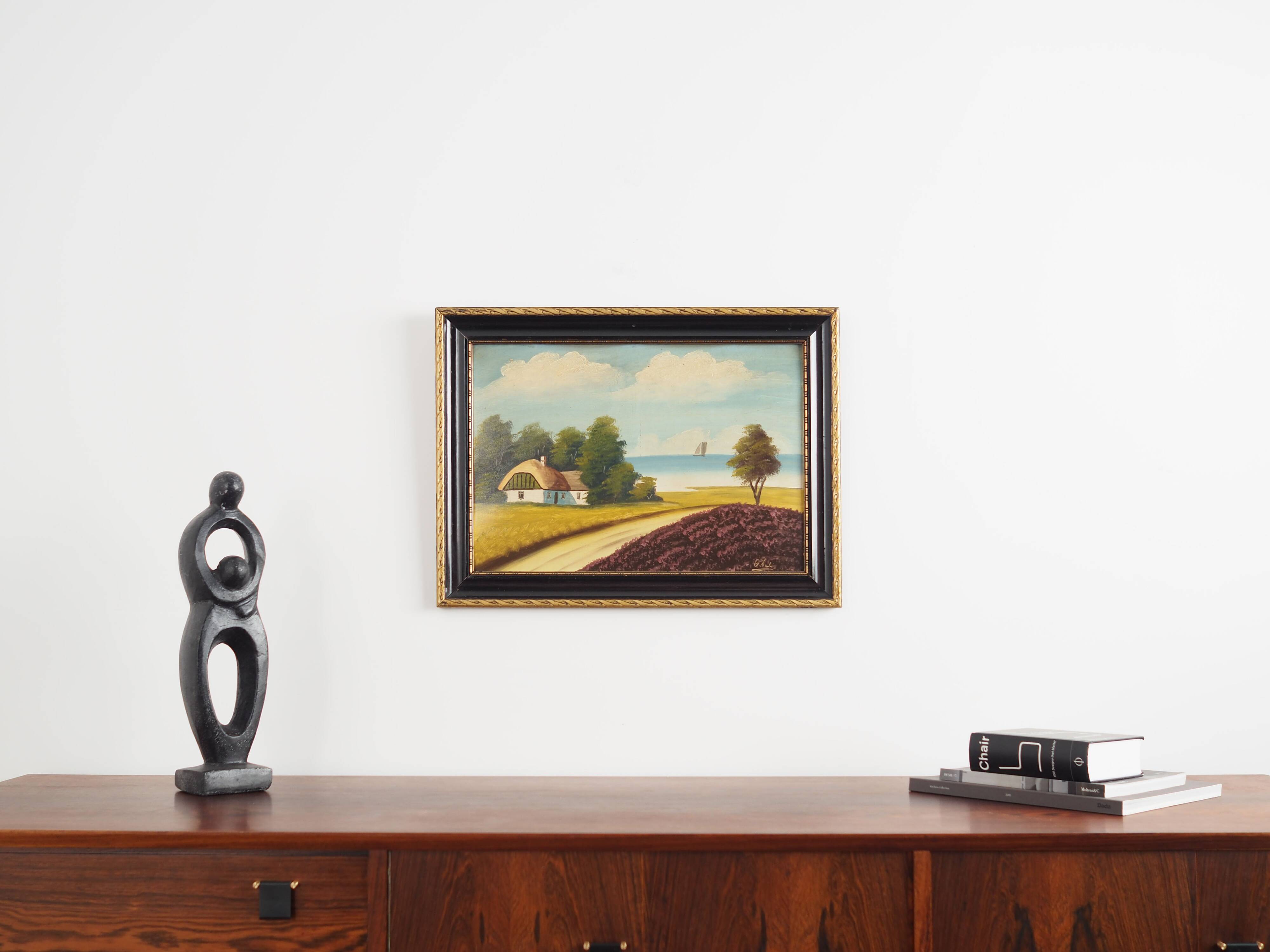 Painting „The Hut by the Sea”, Scandinavian design, 1970s