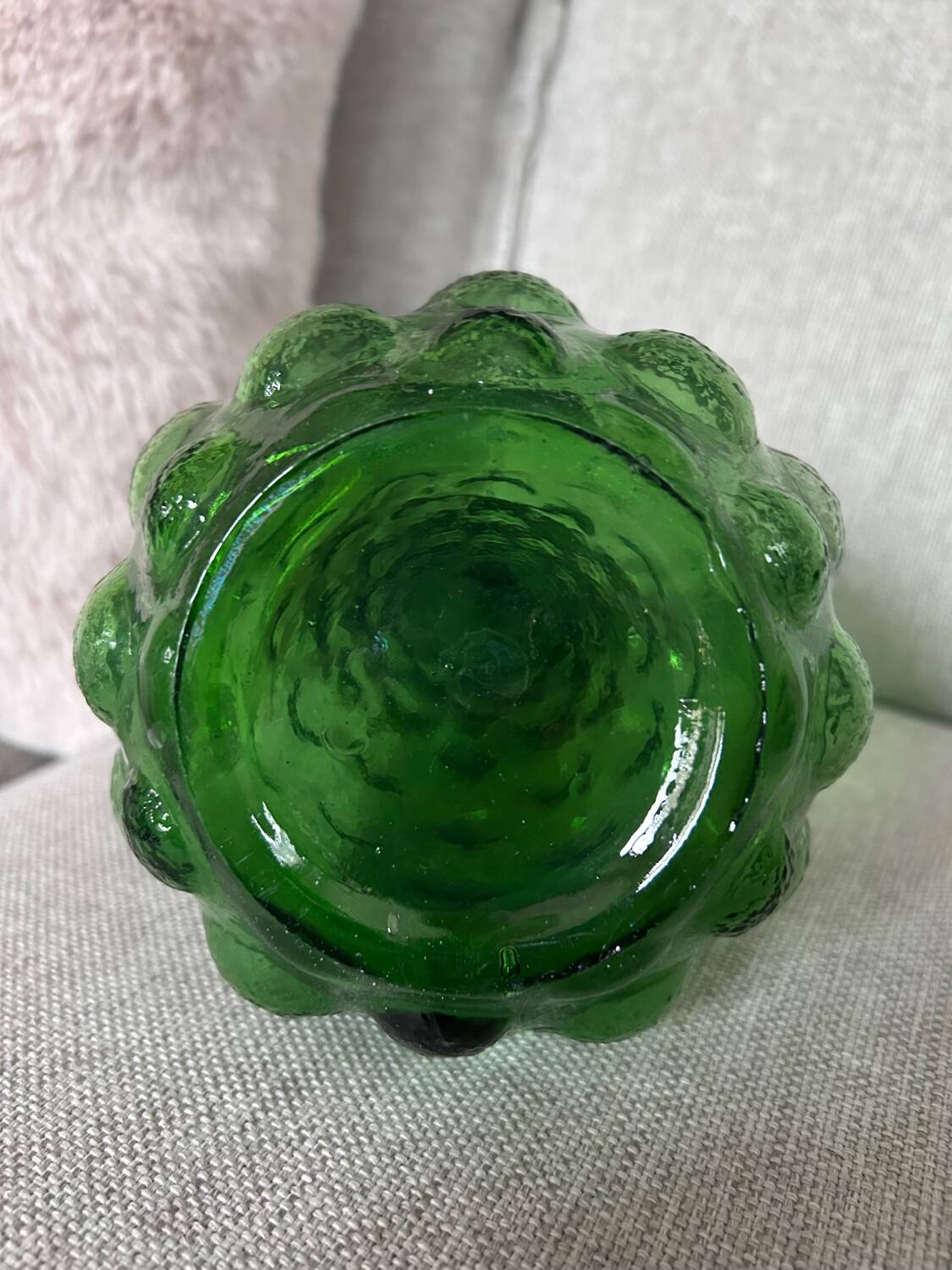 Vintage green glass Italian carafe