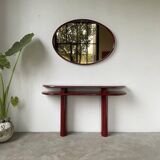 Red lacquered console and its mirror from the 80s