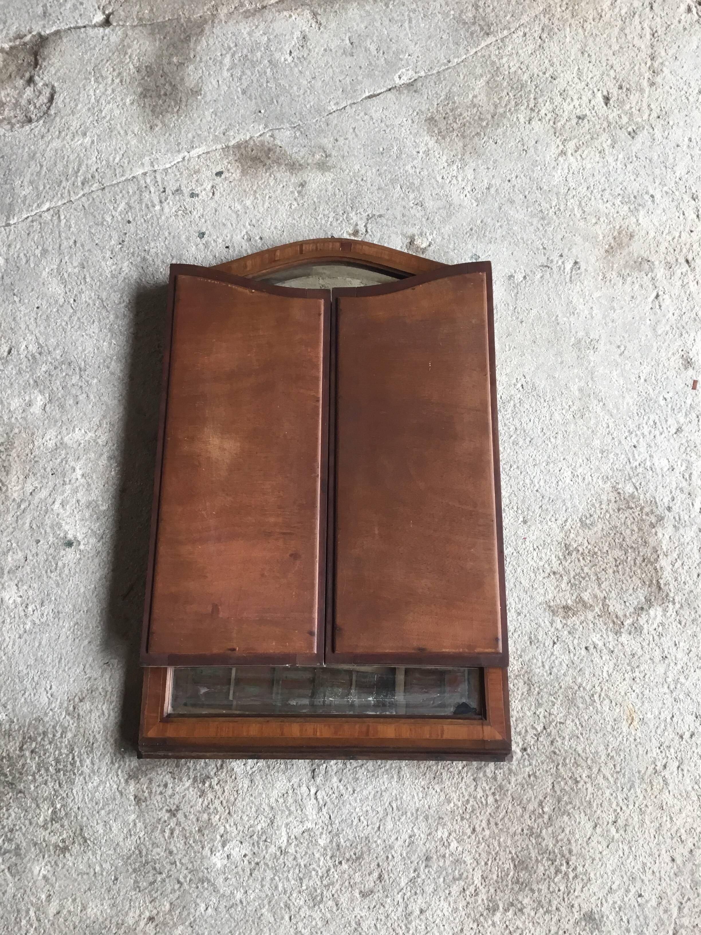 Art-deco wall triptych mirror - marquetry - early 20th century