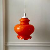 Orange opaline suspension lamp 70s