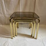 Brass and smoked glass nesting tables
