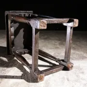 17th-century English oak joint stool with turned legs
