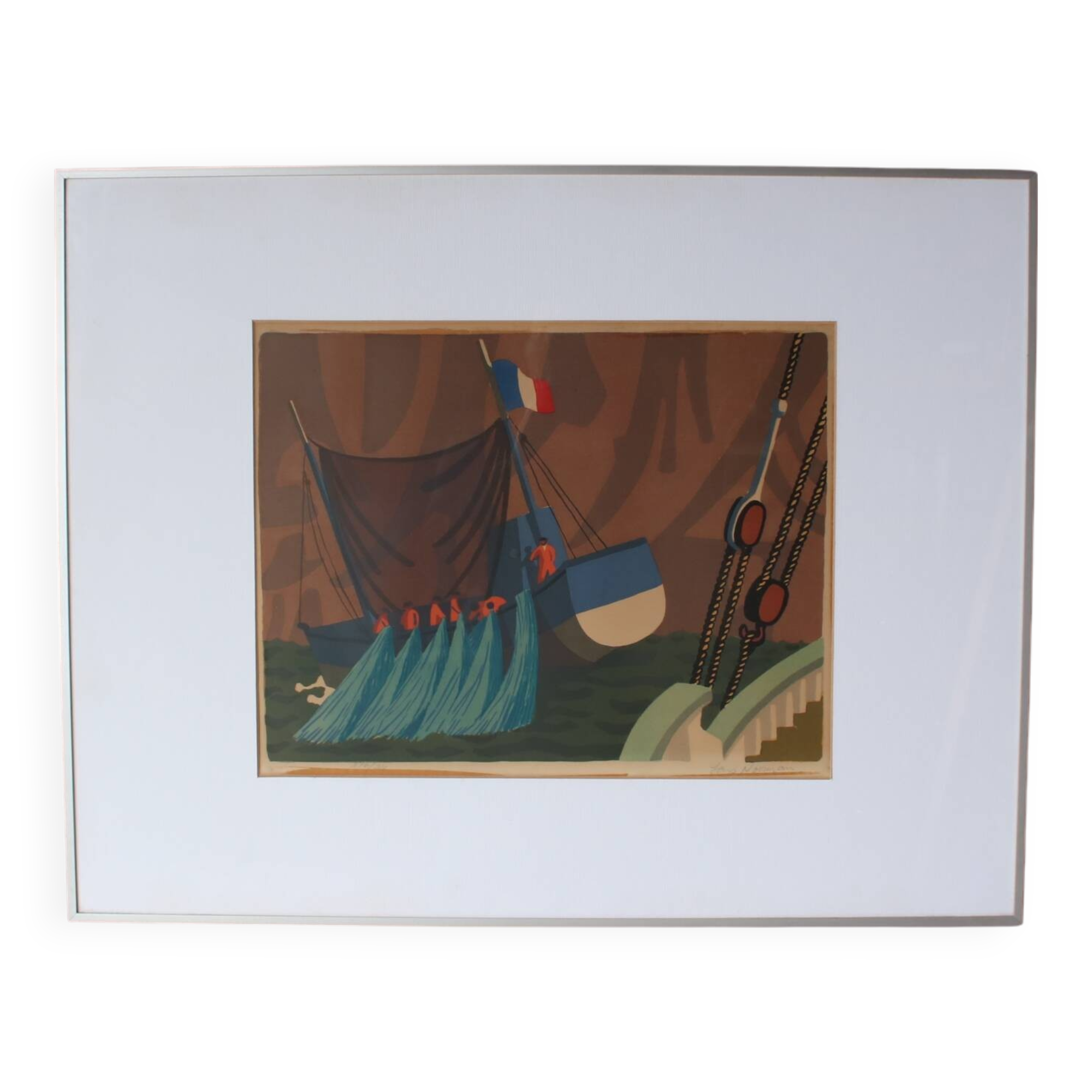 1950s Framed lithograph by Lars Norrman, Sweden