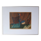 Lithographie encadrée des années 1950 par Lars Norrman, Suède