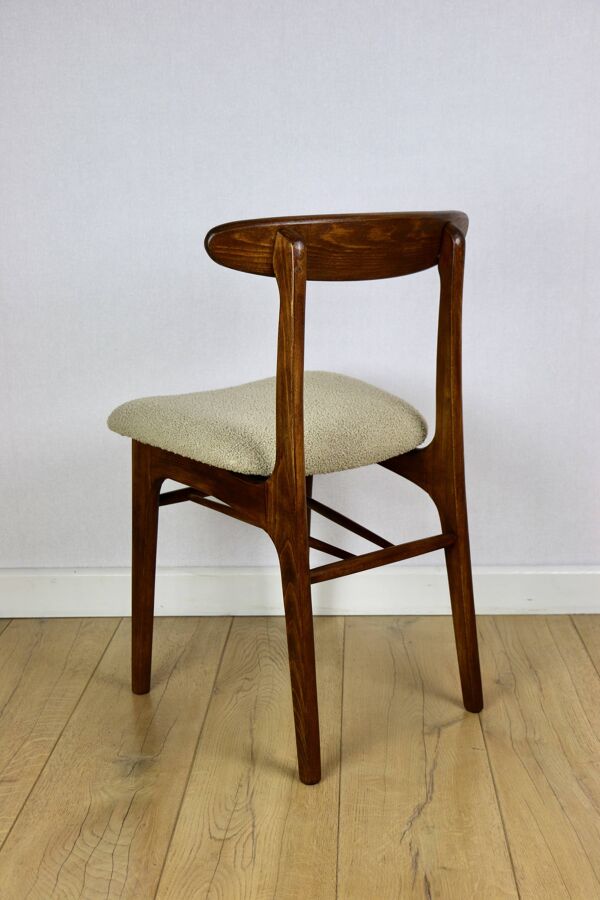 Chaises vintage Hałas beige bouclé - lot de 3