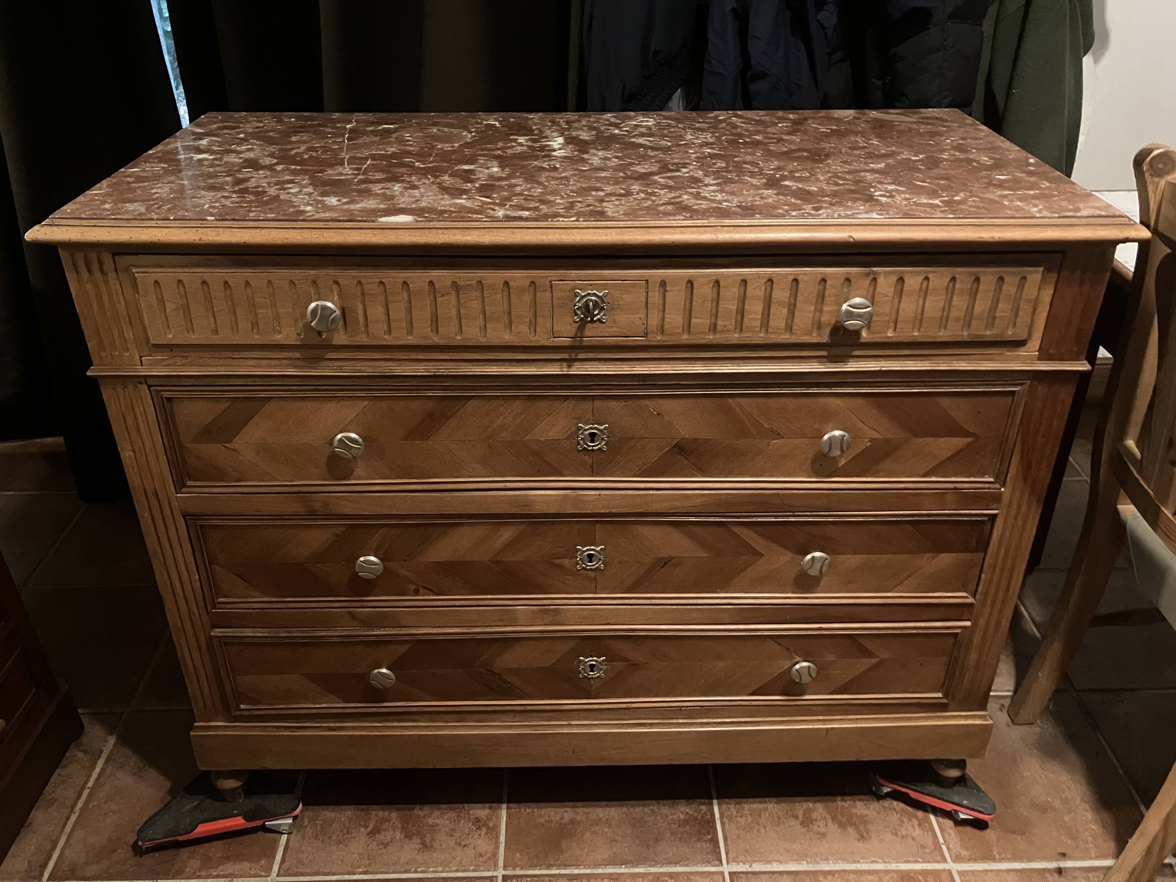 Commode ancienne 1900 marbre rose