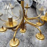 Large Vintage Brass Chandelier: Mid-Century Italian 13-Bulb Pendant Light