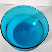 Coupe vintage en verre bullé bleu turquoise