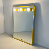 Mirror with integrated yellow metal bulbs, 1970