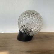 Pair of slanted glass wall lights with black plastic base, decorative v