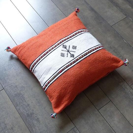 Moroccan berber cushion orange and white