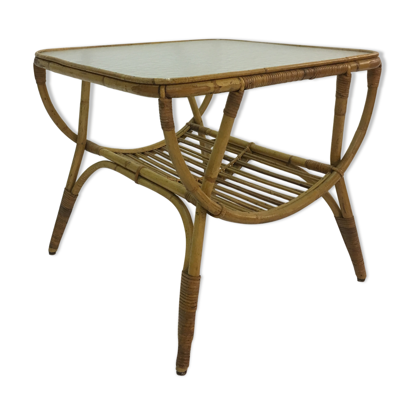 Rattan side table by Dirk van Sliedrecht for Rohé Noordwolde, 1950