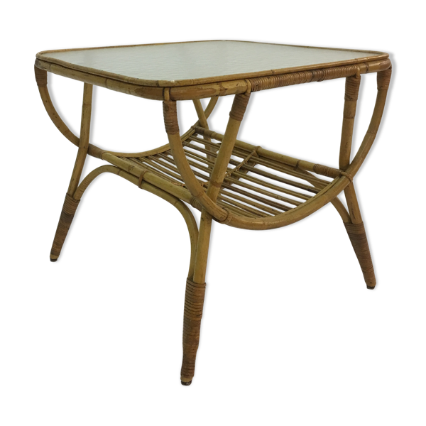 Rattan side table by Dirk van Sliedrecht for Rohé Noordwolde, 1950