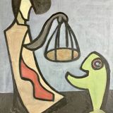 Tableau "Échange surréaliste" signé Molome 57