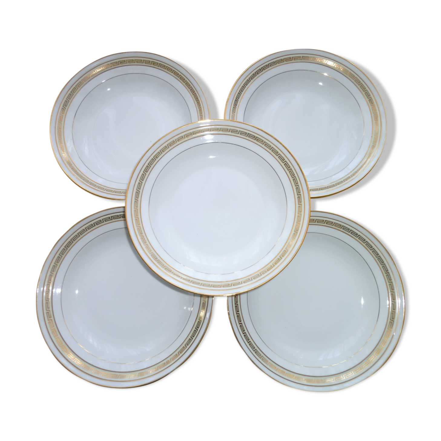 vintage PORCELAINE de LIMOGES assiette sous tasse Chatres sur Cher FLEURS DOREE