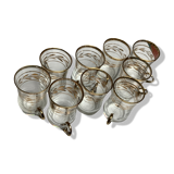 8 old shot glasses with gilding and handle