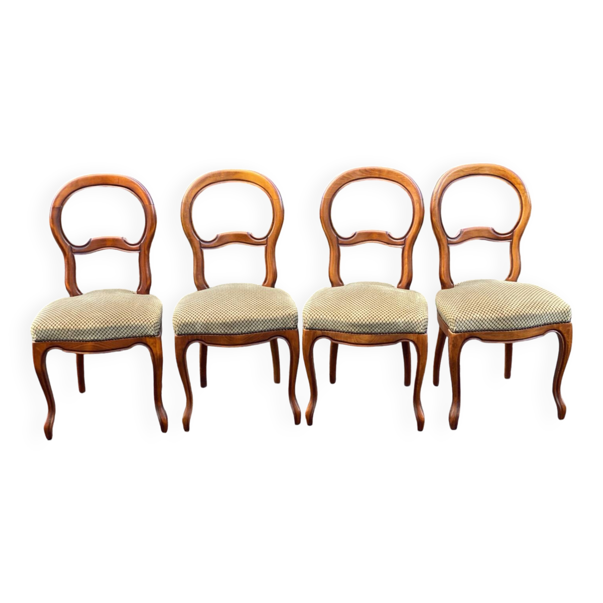 4 chaises louis Philippe bois massif et daim beige