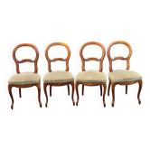 4 chaises louis Philippe bois massif et daim beige