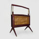 Magazine holders, italy, 1950s. walnut, canage, brass
