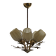 Ceiling lamp with five lights in mid-century modern style, opal glass shade, Itsu, Finland.