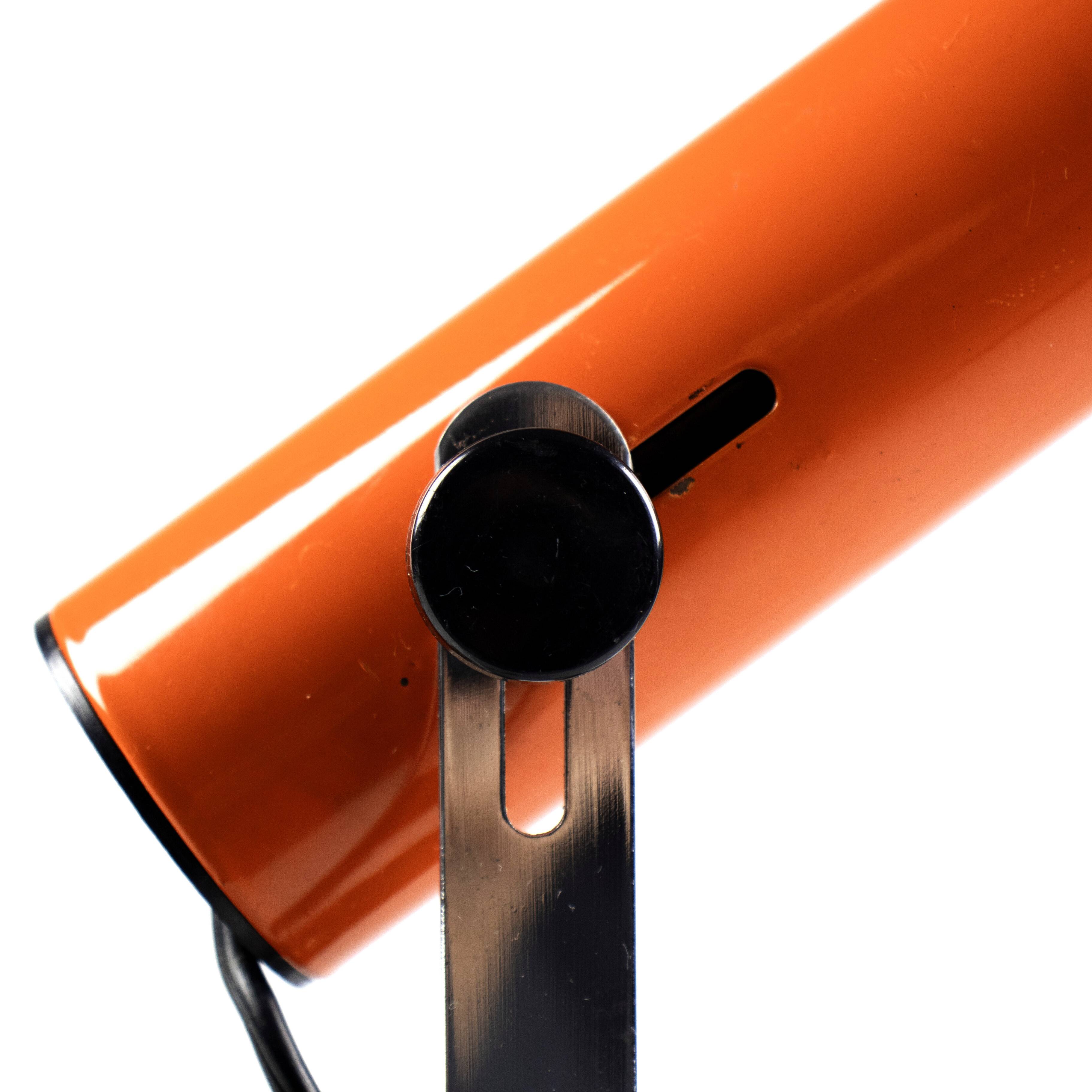Vintage orange clamp spotlight from the 70s