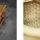 Vintage Mid-Century Danish Modern Teak Thread Side Table with Wicker Basket