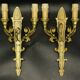 Paire d'appliques style Restauration - bronze Hettier & Vincent patine vert