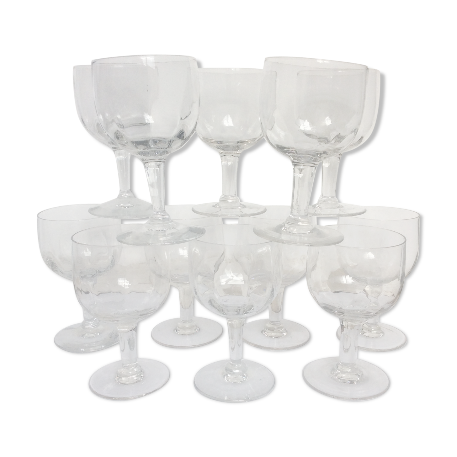 12 vintage foot glasses