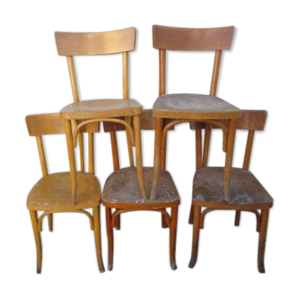 Lot of 5 old bistro Thonet chairs