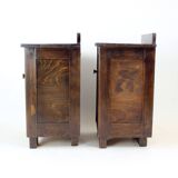 Tall Vintage Bedside Tables In Wood, Czechoslovakia 1930s