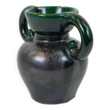 Black and green ceramic vase